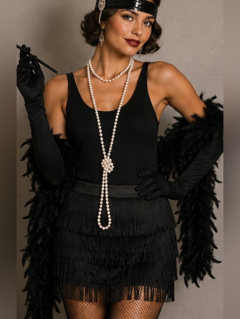 🎃 Black Layered Fringe Mini Skirt